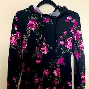Black floral hoodie